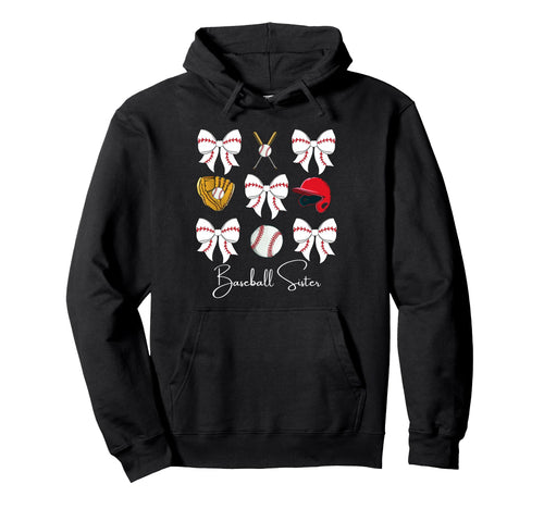 Baseball Sister Coquette Bow Cheer Hoodie - Novelty Apparel for Adults - T-Shirt, Sweatshirt, Hoodie