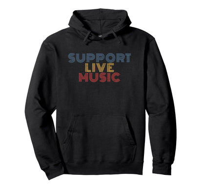 Support Live Music Rainbow Band Hoodie - Aesthetic Graphic Men Women - T-Shirt, Sweatshirt, Hoodie