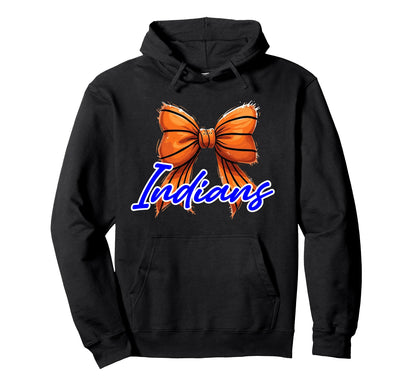 Blue Indians Basketball Mom Bow Hoodie - Casual Everyday Wear Men Women - T-Shirt, Sweatshirt, Hoodie