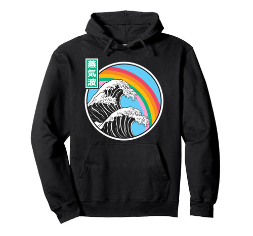 Great Wave Off Kanagawa Rainbow Hoodie - Minimalist Print for Adults - T-Shirt, Sweatshirt, Hoodie