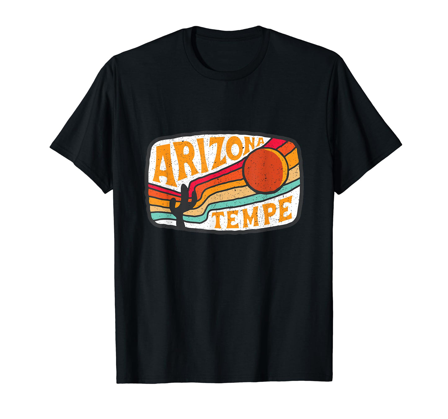 Tempe Arizona Cactus Sun Rainbow Stripes T-Shirt - Custom Art Print Unisex - T-Shirt, Sweatshirt, Hoodie