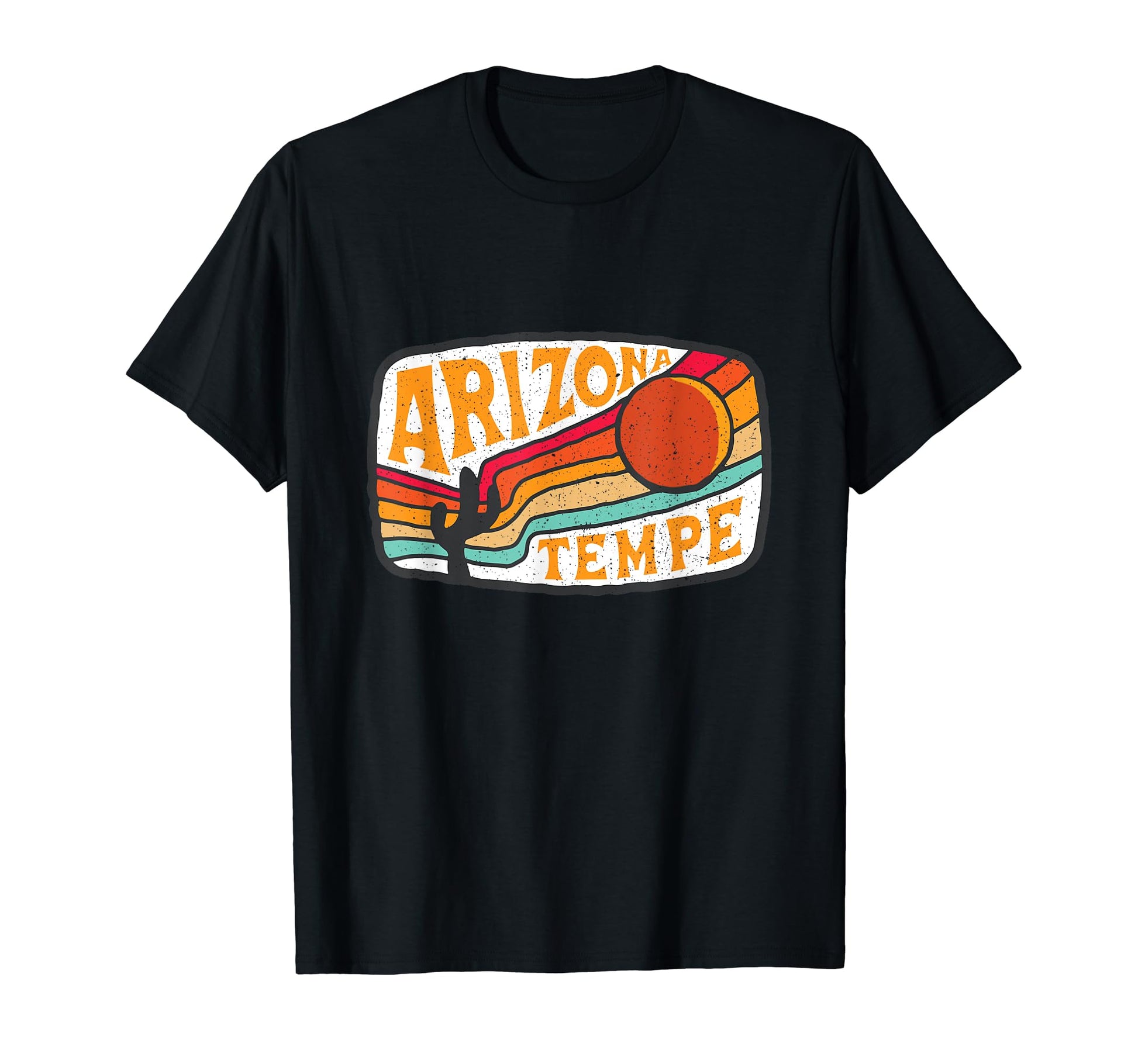 Tempe Arizona Cactus Sun Rainbow Stripes T-Shirt - Custom Art Print Unisex - T-Shirt, Sweatshirt, Hoodie