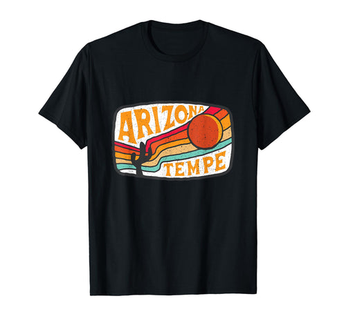 Tempe Arizona Cactus Sun Rainbow Stripes T-Shirt - Custom Art Print Unisex - T-Shirt, Sweatshirt, Hoodie