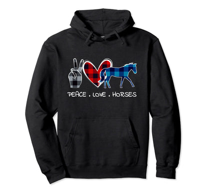Peace Love Horses Lover And Who Love Hoodie - Custom Art Print Men Women - T-Shirt, Sweatshirt, Hoodie