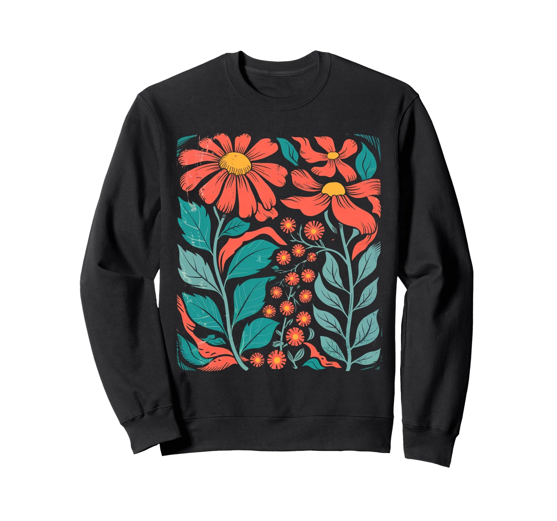 Botanical Boho Daisy Flower Floral Sweatshirt - Minimalist Print Unisex - T-Shirt, Sweatshirt, Hoodie