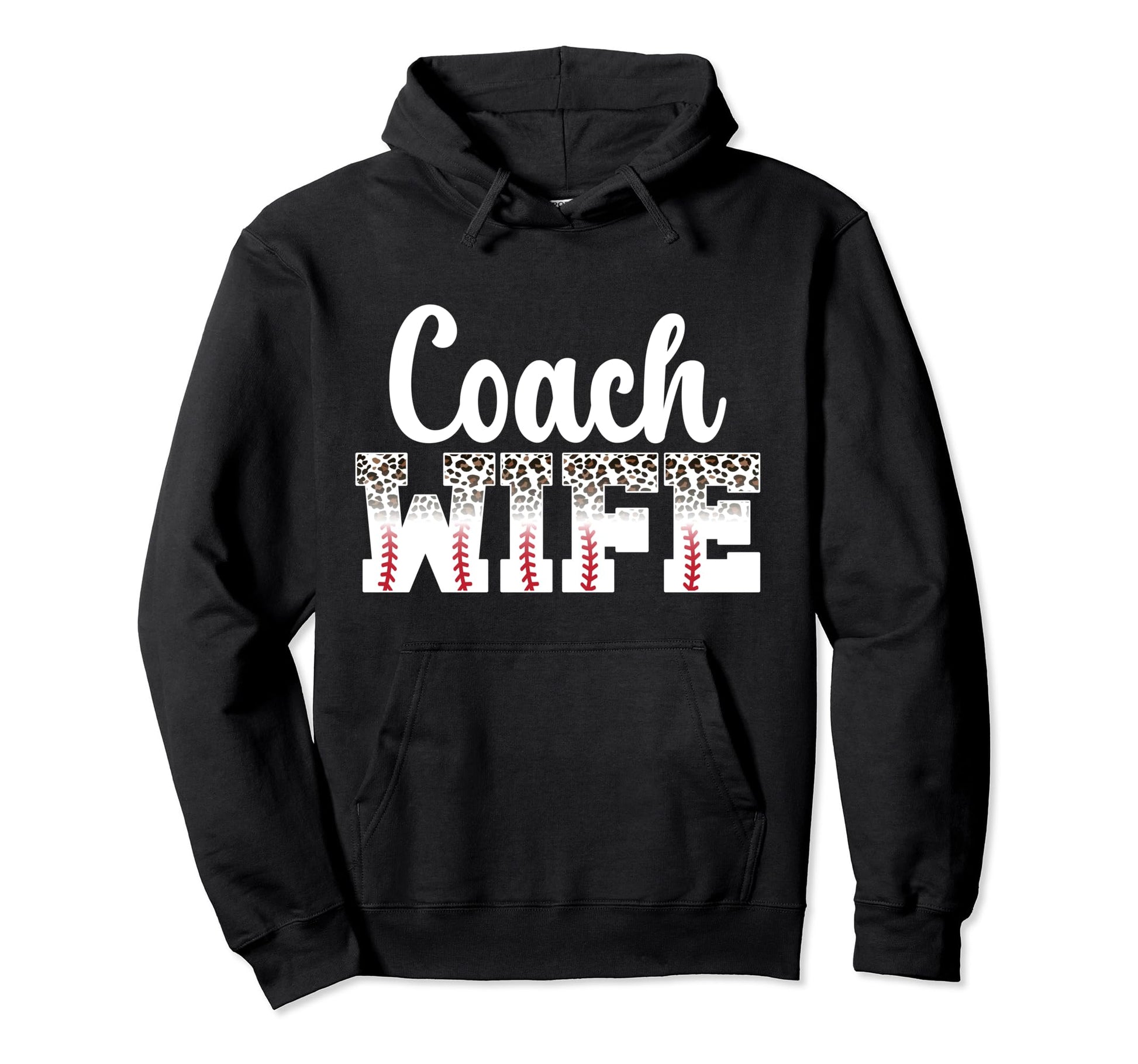 Baseball Coach Wife Leopard Wife Hoodie - Fun Novelty Design Unisex - T-Shirt, Sweatshirt, Hoodie