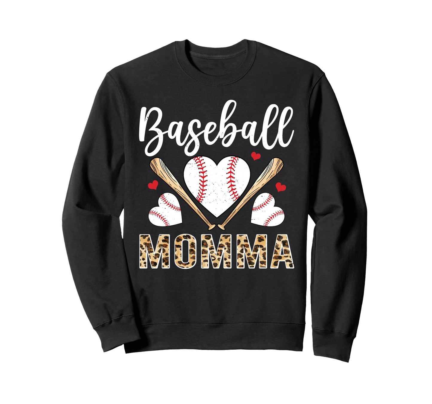 Baseball Heart Momma Baseball Sweatshirt - Fun Novelty Design Men Women - T-Shirt, Sweatshirt, Hoodie