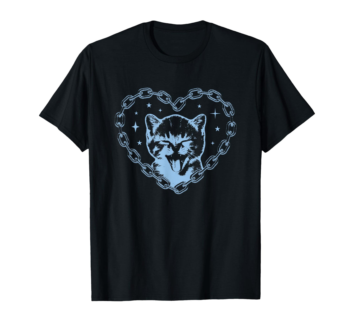 Y2K Cat Chain Heart Emo Goth 90S 2000S T-Shirt - Trendy Graphic Unisex - T-Shirt, Sweatshirt, Hoodie
