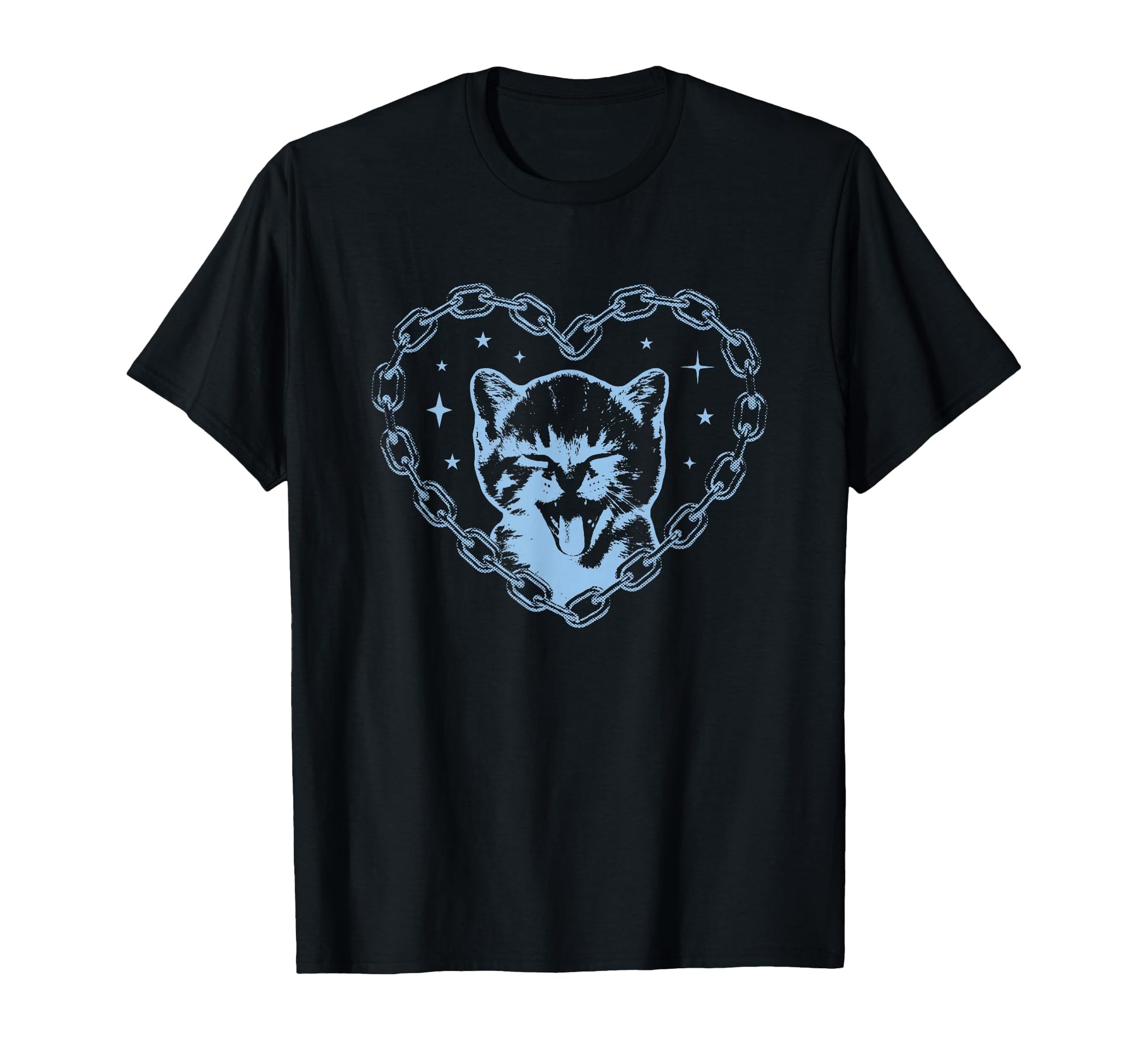 Y2K Cat Chain Heart Emo Goth 90S 2000S T-Shirt - Trendy Graphic Unisex - T-Shirt, Sweatshirt, Hoodie