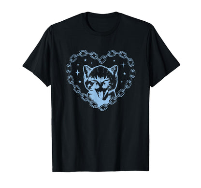 Y2K Cat Chain Heart Emo Goth 90S 2000S T-Shirt - Trendy Graphic Unisex - T-Shirt, Sweatshirt, Hoodie