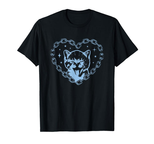 Y2K Cat Chain Heart Emo Goth 90S 2000S T-Shirt - Trendy Graphic Unisex - T-Shirt, Sweatshirt, Hoodie