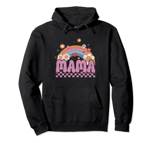 Mama Checkered Flower Rainbow Mothers Hoodie - Casual Everyday Wear Unisex - T-Shirt, Sweatshirt, Hoodie