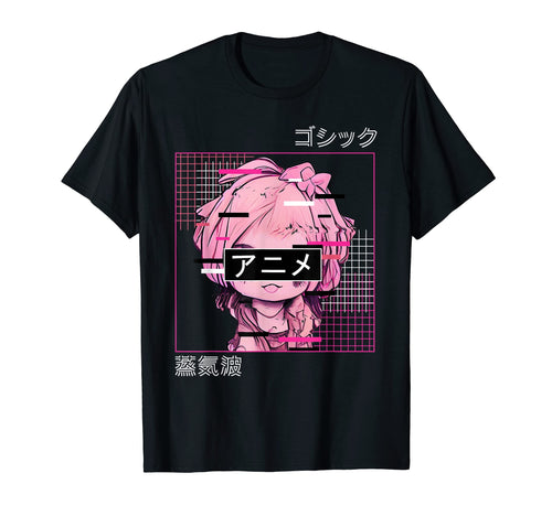 Glitch Anime Chibi Japanese Vaporwave T-Shirt - Novelty Apparel Unisex - T-Shirt, Sweatshirt, Hoodie
