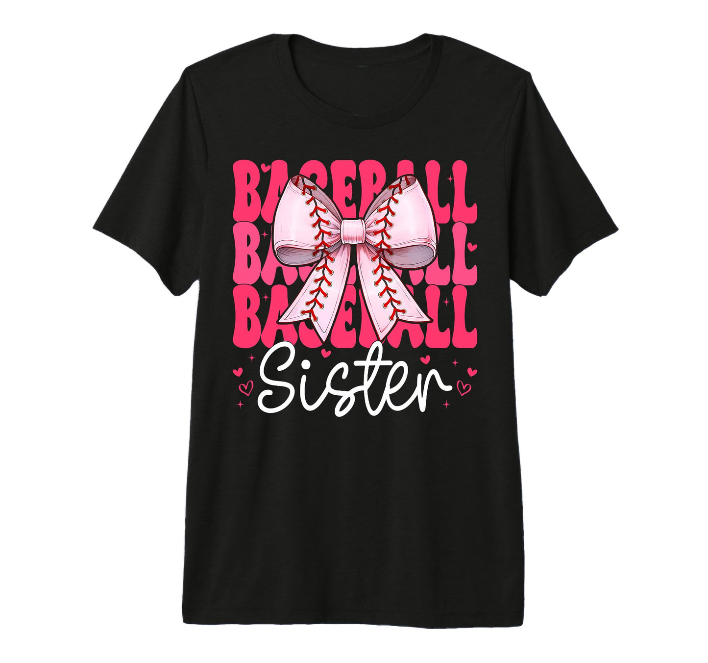 Baseball Sister Baseball Coquette Bow T-Shirt - Custom Art Print Unisex - T-Shirt, Sweatshirt, Hoodie