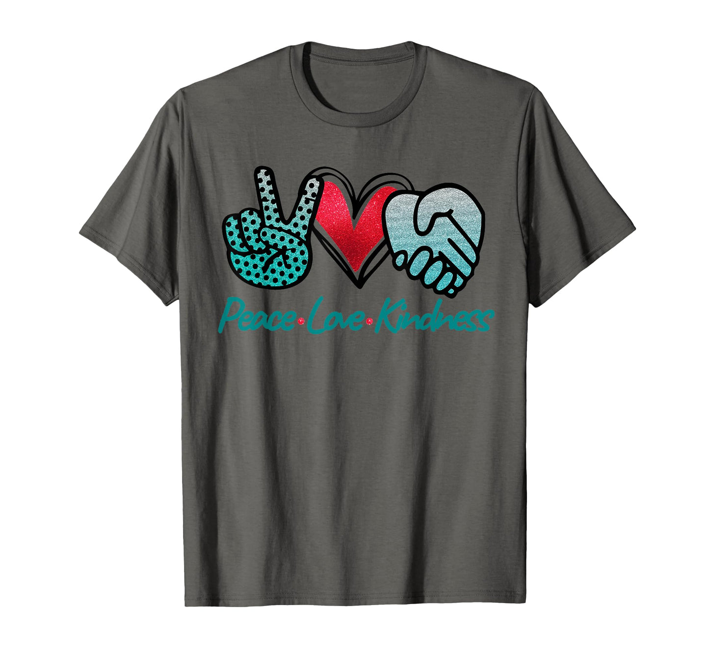 Peace Love Kindness Symbols Teal T-Shirt - Novelty Apparel Men Women - T-Shirt, Sweatshirt, Hoodie