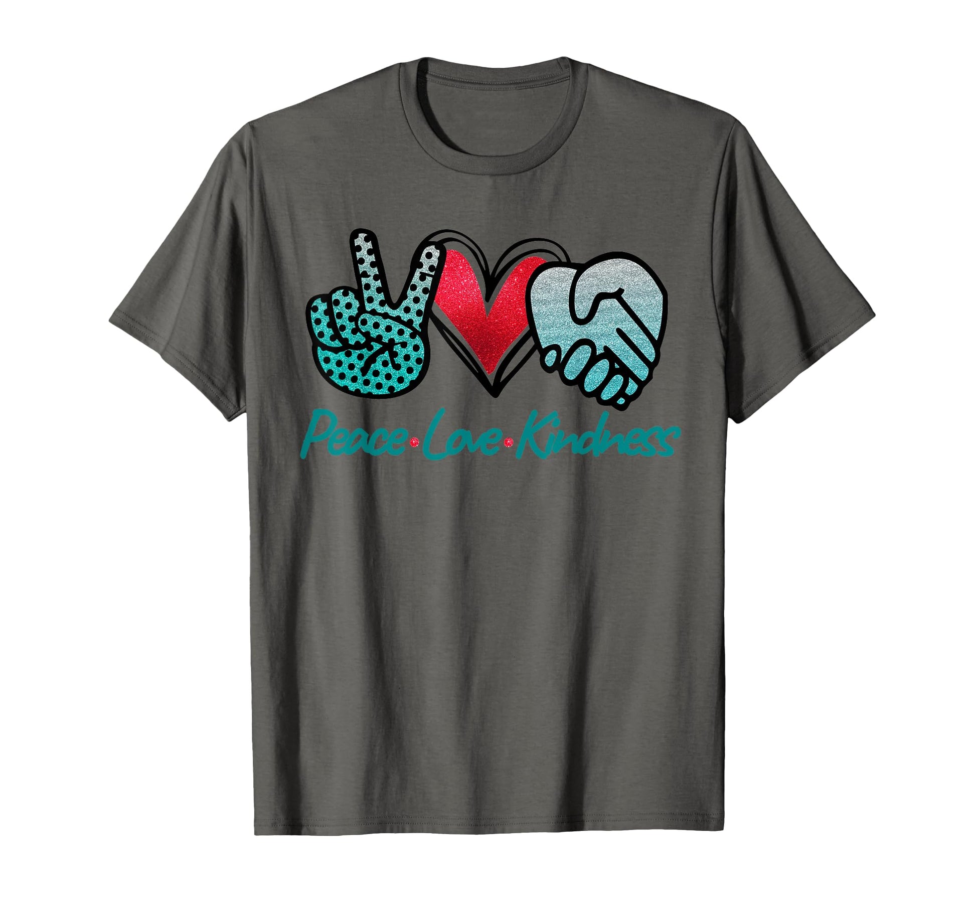 Peace Love Kindness Symbols Teal T-Shirt - Novelty Apparel Men Women - T-Shirt, Sweatshirt, Hoodie