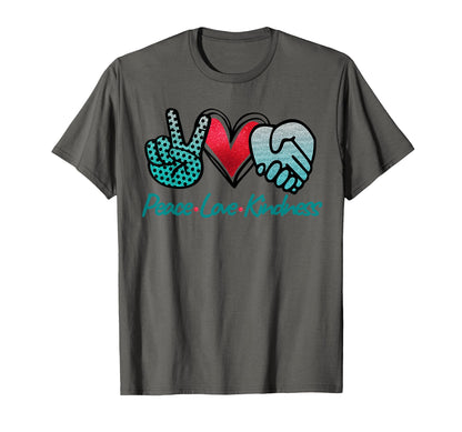 Peace Love Kindness Symbols Teal T-Shirt - Novelty Apparel Men Women - T-Shirt, Sweatshirt, Hoodie