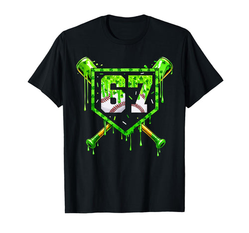 Baseball Ice Cream Drip Shamrocks T-Shirt - Casual Everyday Wear Men Women - T-Shirt, Sweatshirt, Hoodie