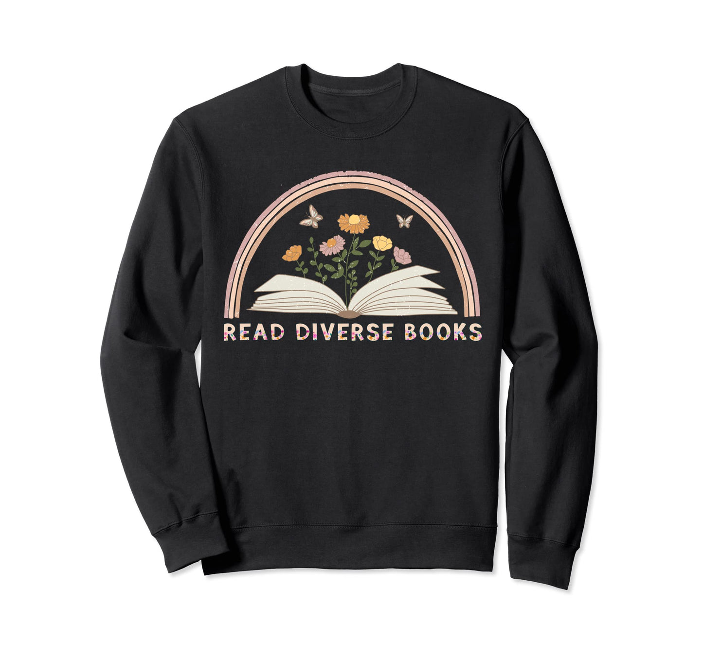 Read Diverse Books Boho Butterfly Sweatshirt - Graphic Print Unisex - T-Shirt, Sweatshirt, Hoodie