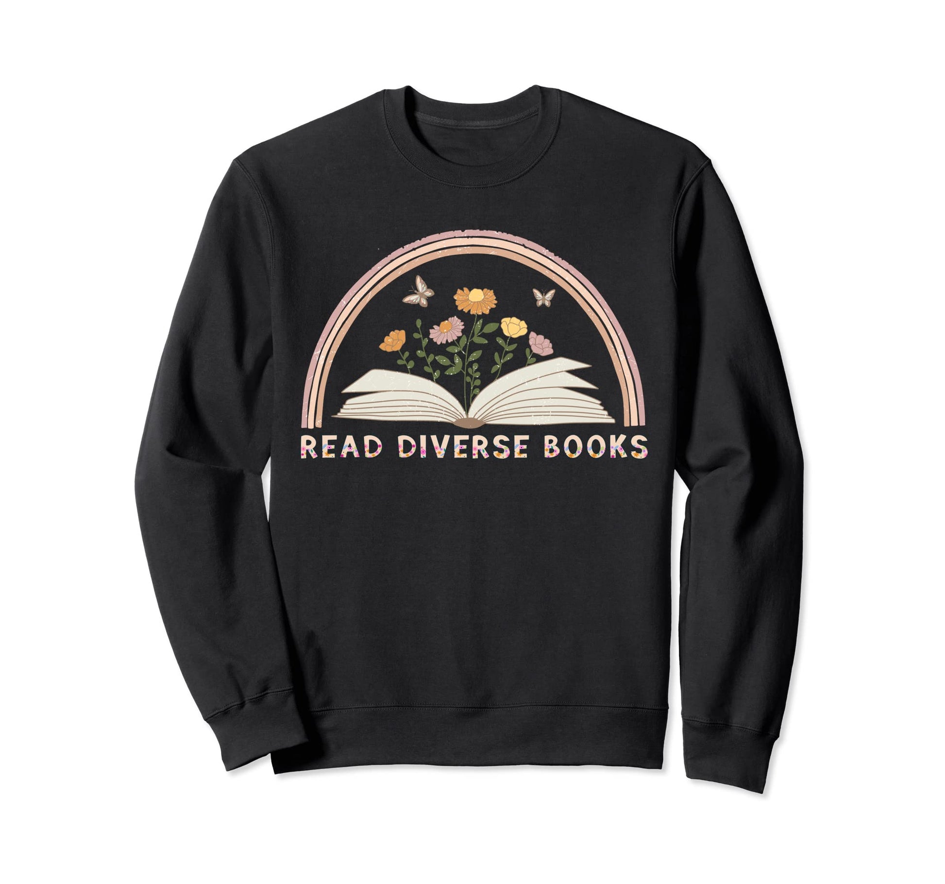 Read Diverse Books Boho Butterfly Sweatshirt - Graphic Print Unisex - T-Shirt, Sweatshirt, Hoodie