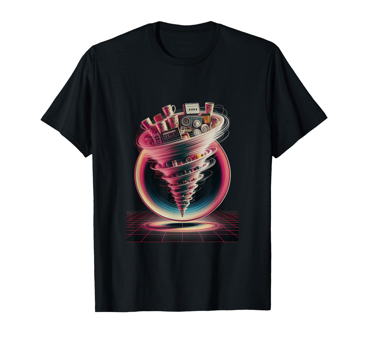 Tape Vortex Surreal 80S Vaporwave T-Shirt - Graphic Print for Adults - T-Shirt, Sweatshirt, Hoodie