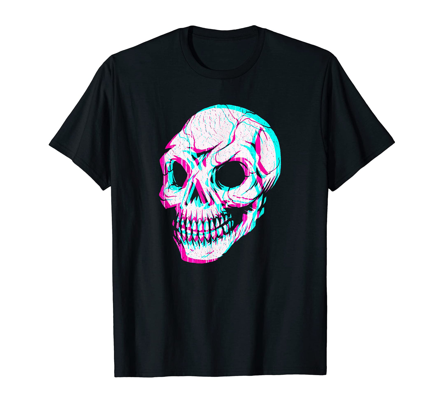 Aesthetic Rave Skull Glitch Pastel T-Shirt - Novelty Apparel for Adults - T-Shirt, Sweatshirt, Hoodie