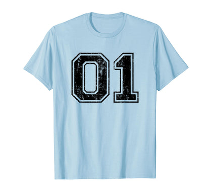 Number 01 One Varsity Distressed T-Shirt - Minimalist Print for Adults - T-Shirt, Sweatshirt, Hoodie