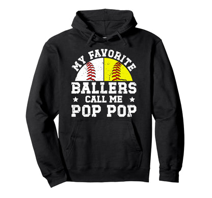 Favorite Ballers Call Me Pop Pop Baseball Hoodie - Minimalist Print Unisex - T-Shirt, Sweatshirt, Hoodie