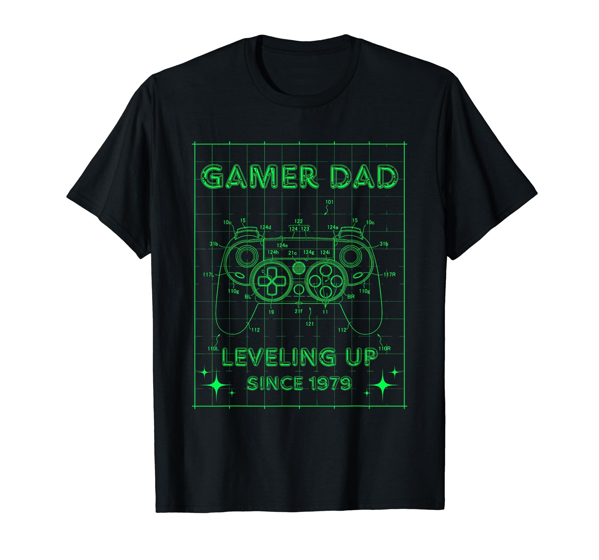 Gamer Dad Leveling Up Since 1979 T-Shirt - Fun Novelty Design Men Women - T-Shirt, Sweatshirt, Hoodie