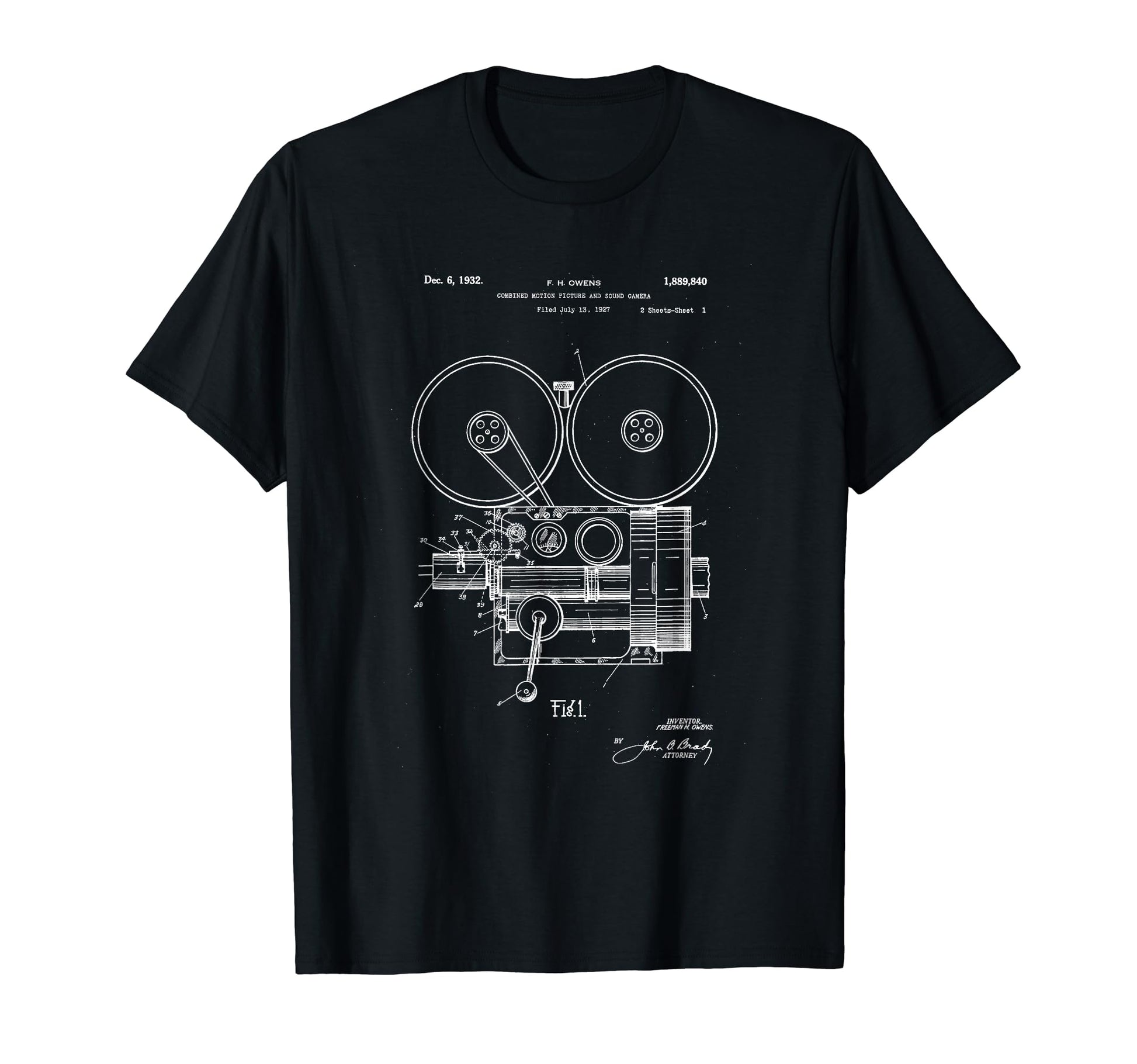 Movie Camera Patent Blueprint T-Shirt - Unique Graphic Unisex - T-Shirt, Sweatshirt, Hoodie