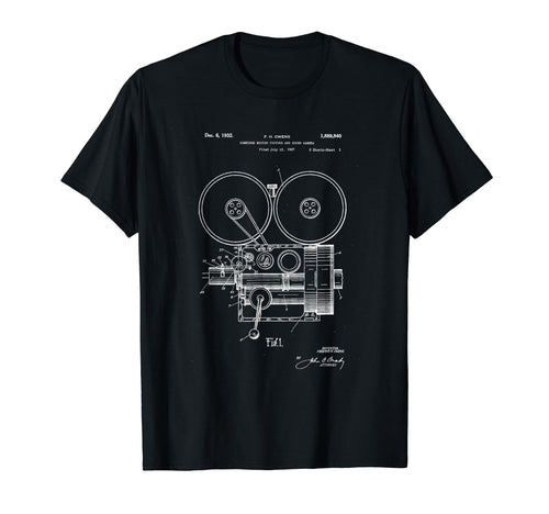 Movie Camera Patent Blueprint T-Shirt - Unique Graphic Unisex - T-Shirt, Sweatshirt, Hoodie