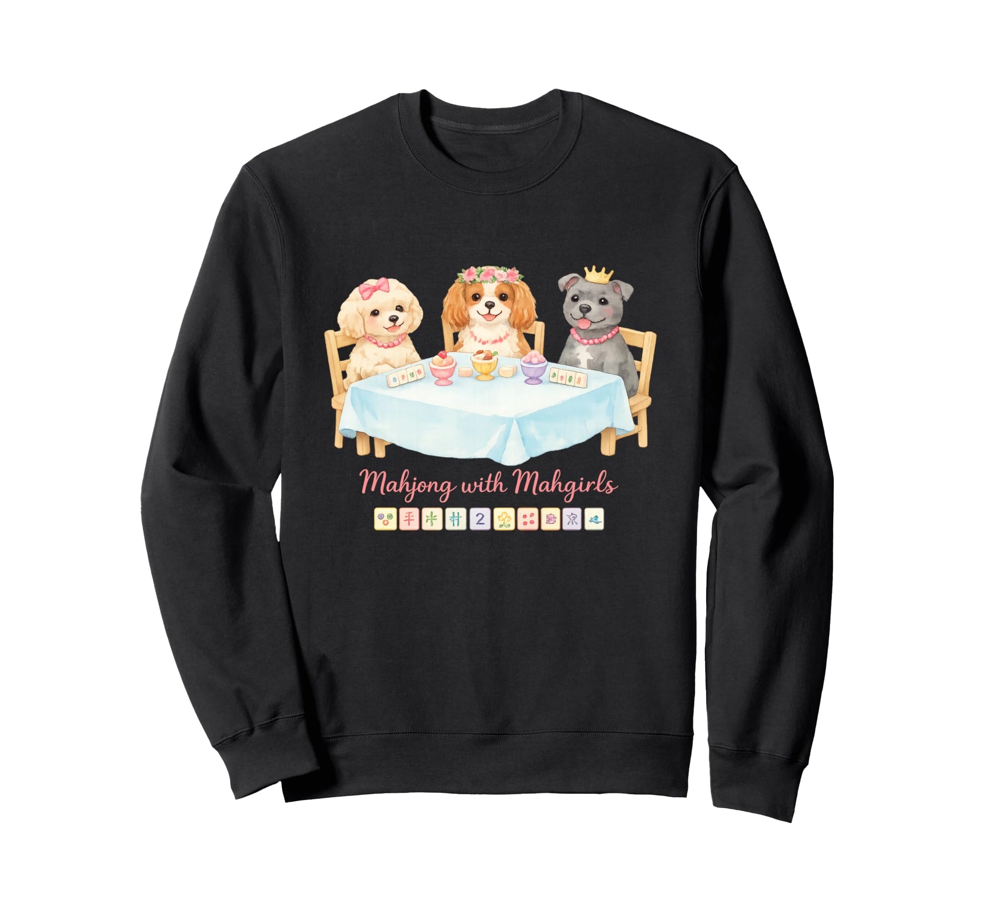 Mahjong Mahgirls Funny Pastel Sweatshirt - Custom Art Print Men Women - T-Shirt, Sweatshirt, Hoodie