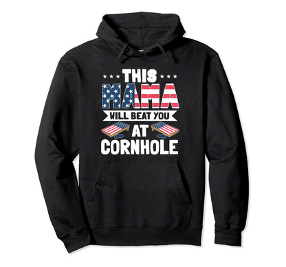 Fourth July Cornhole Bean Bag Toss Hoodie - Fun Novelty Design for Adults - T-Shirt, Sweatshirt, Hoodie