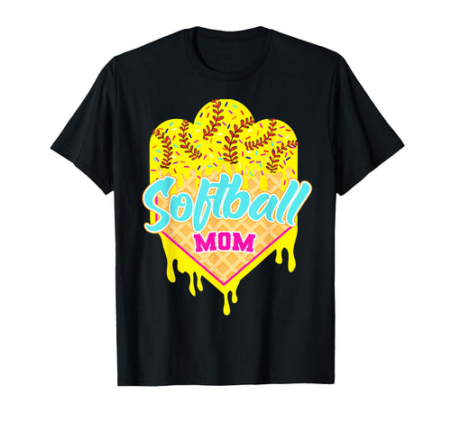 Softball Ice Cream Drip Mom Sweet T-Shirt - Fun Novelty Design for Adults - T-Shirt, Sweatshirt, Hoodie