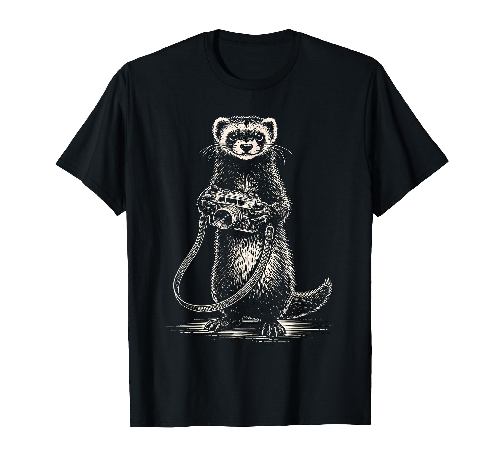 Ferret Photographer Camera Photography T-Shirt - Novelty Apparel Unisex - T-Shirt, Sweatshirt, Hoodie