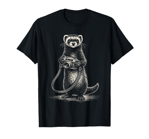 Ferret Photographer Camera Photography T-Shirt - Novelty Apparel Unisex - T-Shirt, Sweatshirt, Hoodie