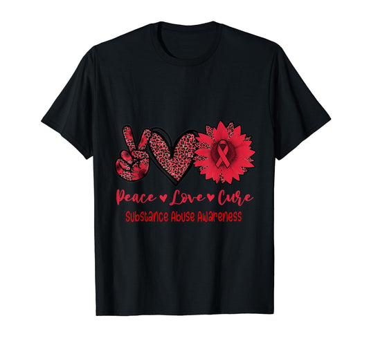 Peace Love Cure Sunflower Ribbon T-Shirt - Trendy Graphic for Adults - T-Shirt, Sweatshirt, Hoodie
