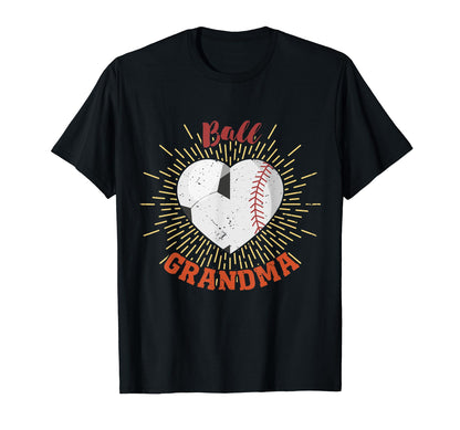 Ball Grandma Baseball Heart Mothers T-Shirt - Custom Art Print for Adults - T-Shirt, Sweatshirt, Hoodie