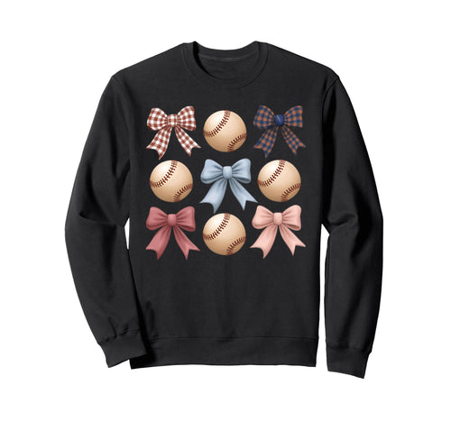 Baseball Coquette Bow Mom Sister Sweatshirt - Minimalist Print Men Women - T-Shirt, Sweatshirt, Hoodie