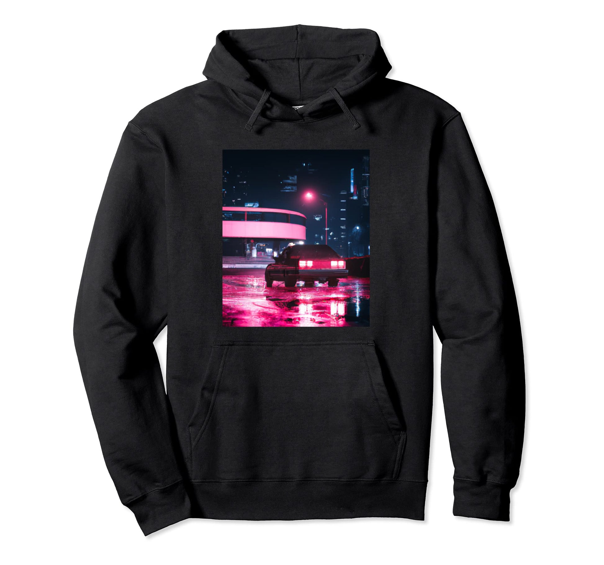Vaporwave Car Synthwave City Vaporwave Hoodie - Novelty Apparel for Adults - T-Shirt, Sweatshirt, Hoodie