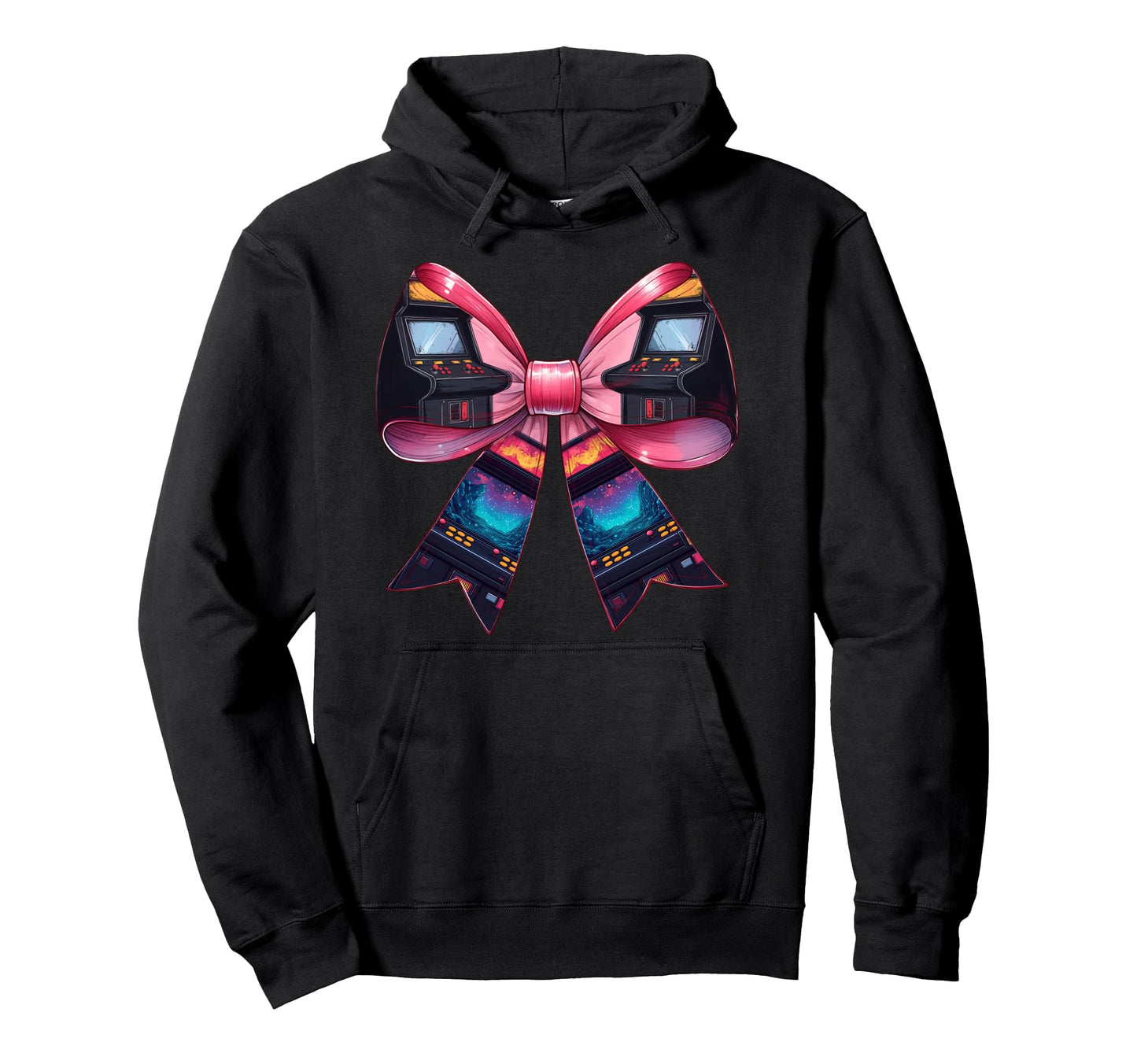 Coquette Bow Arcade Gaming Gamer Hoodie - Casual Everyday Wear Men Women - T-Shirt, Sweatshirt, Hoodie