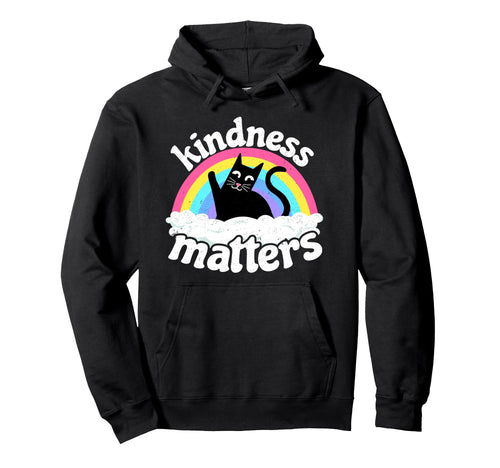 Cat Anti Bullying Rainbow Kindness Matters Hoodie - Unique Graphic Unisex - T-Shirt, Sweatshirt, Hoodie