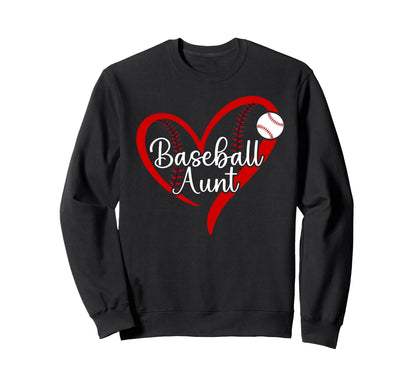 Baseball Aunt Heart Aunt Baseball Sweatshirt - Aesthetic Graphic Men Women - T-Shirt, Sweatshirt, Hoodie