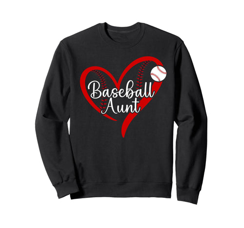 Baseball Aunt Heart Aunt Baseball Sweatshirt - Aesthetic Graphic Men Women - T-Shirt, Sweatshirt, Hoodie