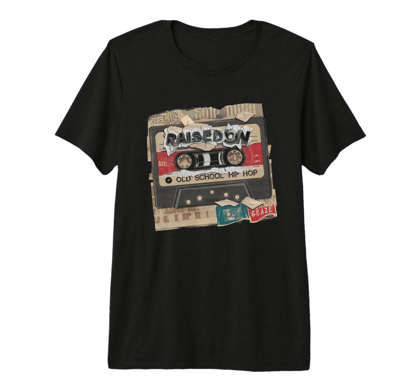 Raised Old School Hip Hop Cassette T-Shirt - Custom Art Print Unisex - T-Shirt, Sweatshirt, Hoodie