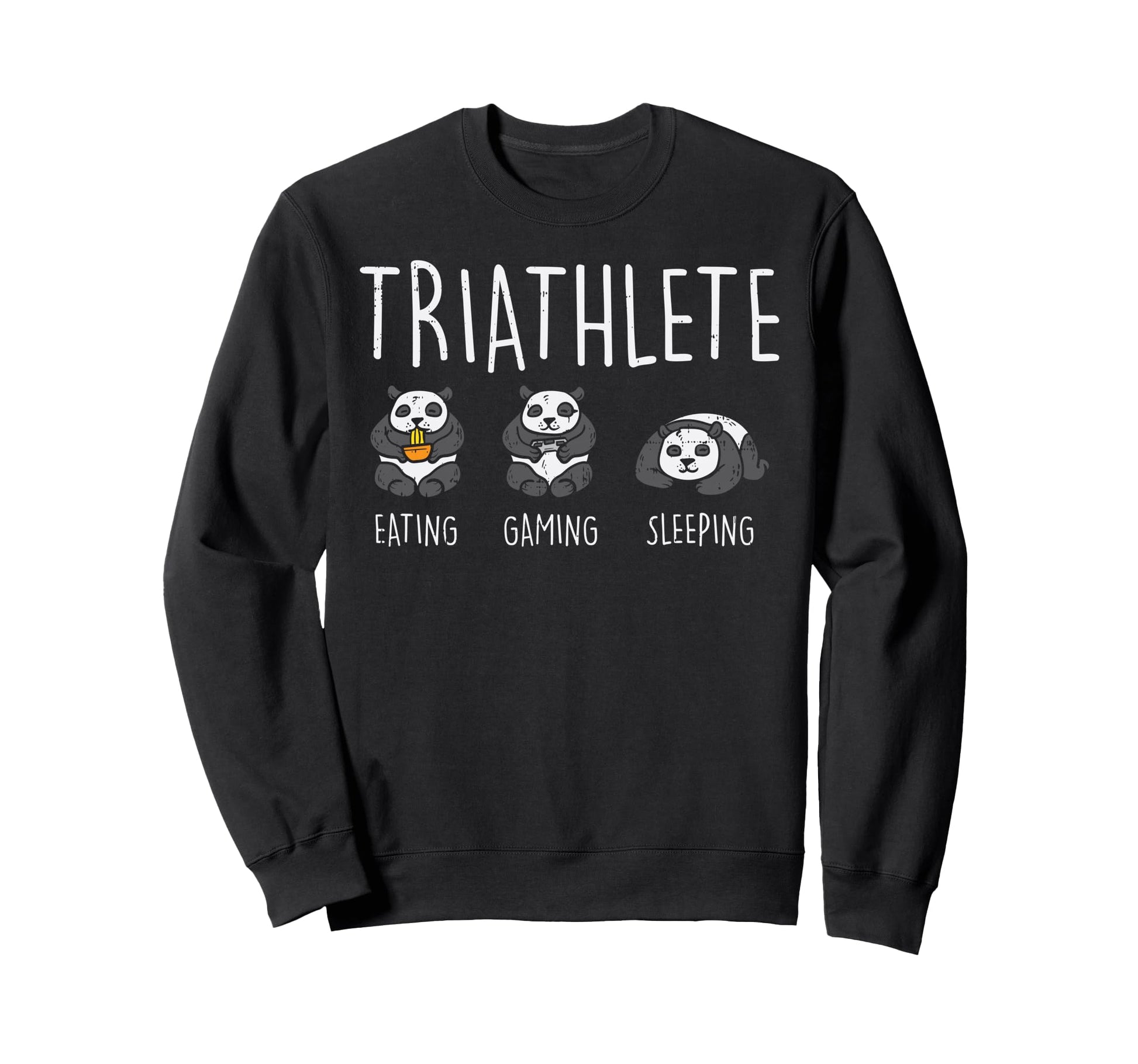 Triathlete Panda Eating Gaming Sweatshirt - Minimalist Print Men Women - T-Shirt, Sweatshirt, Hoodie