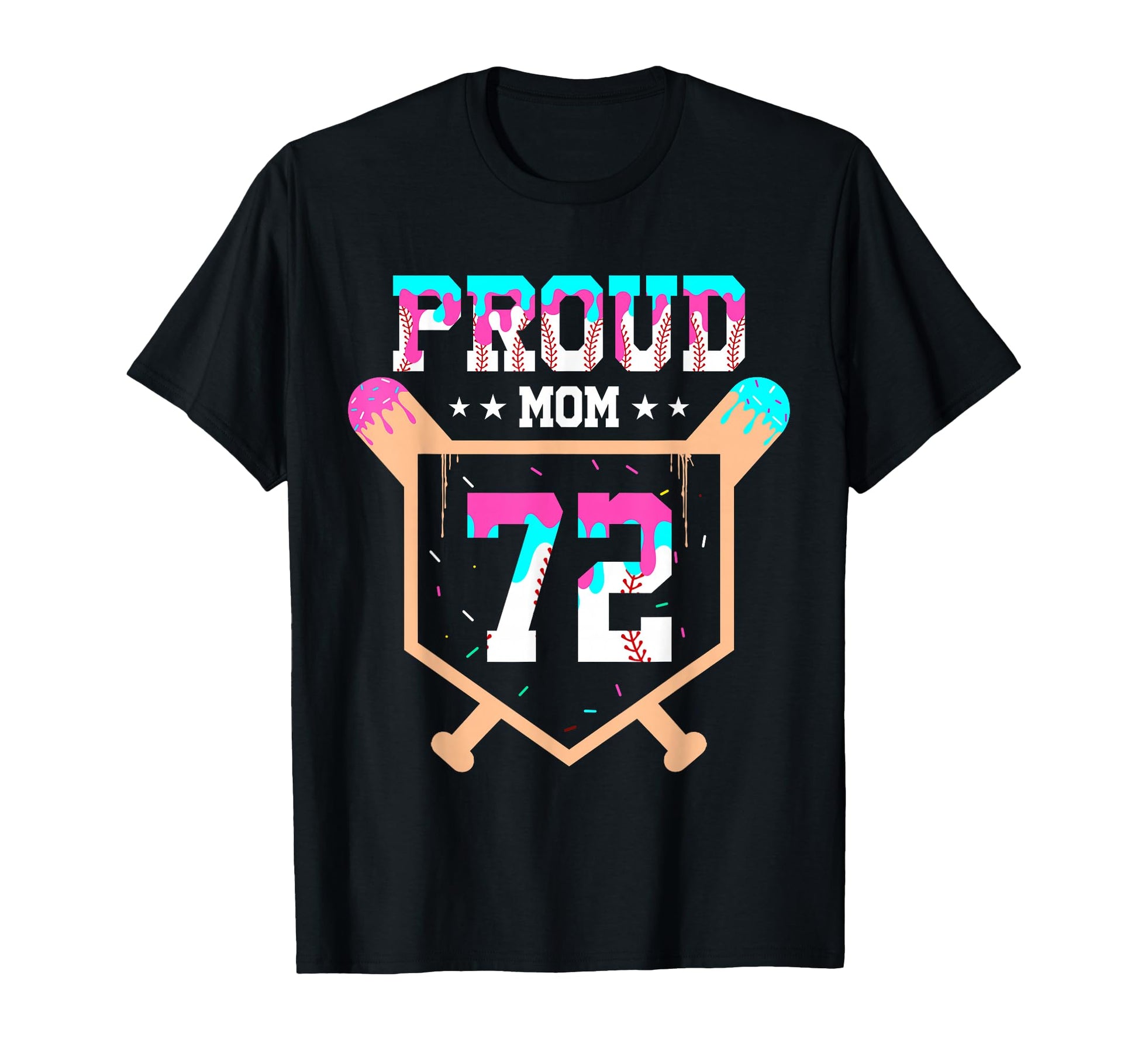 Proud Mom Baseball Player Number 72 T-Shirt - Custom Art Print Men Women - T-Shirt, Sweatshirt, Hoodie