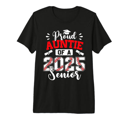 Proud Auntie 2025 Senior Baseball T-Shirt - Minimalist Print for Adults - T-Shirt, Sweatshirt, Hoodie