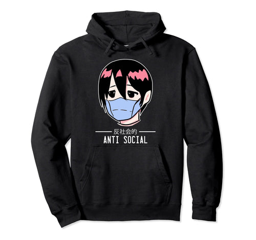 Anti Social Japanese Text Aesthetic Hoodie - Aesthetic Graphic Men Women - T-Shirt, Sweatshirt, Hoodie