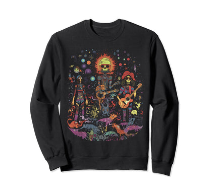 Hippie Boho Skeleton Music 12 Sweatshirt - Fun Novelty Design for Adults - T-Shirt, Sweatshirt, Hoodie
